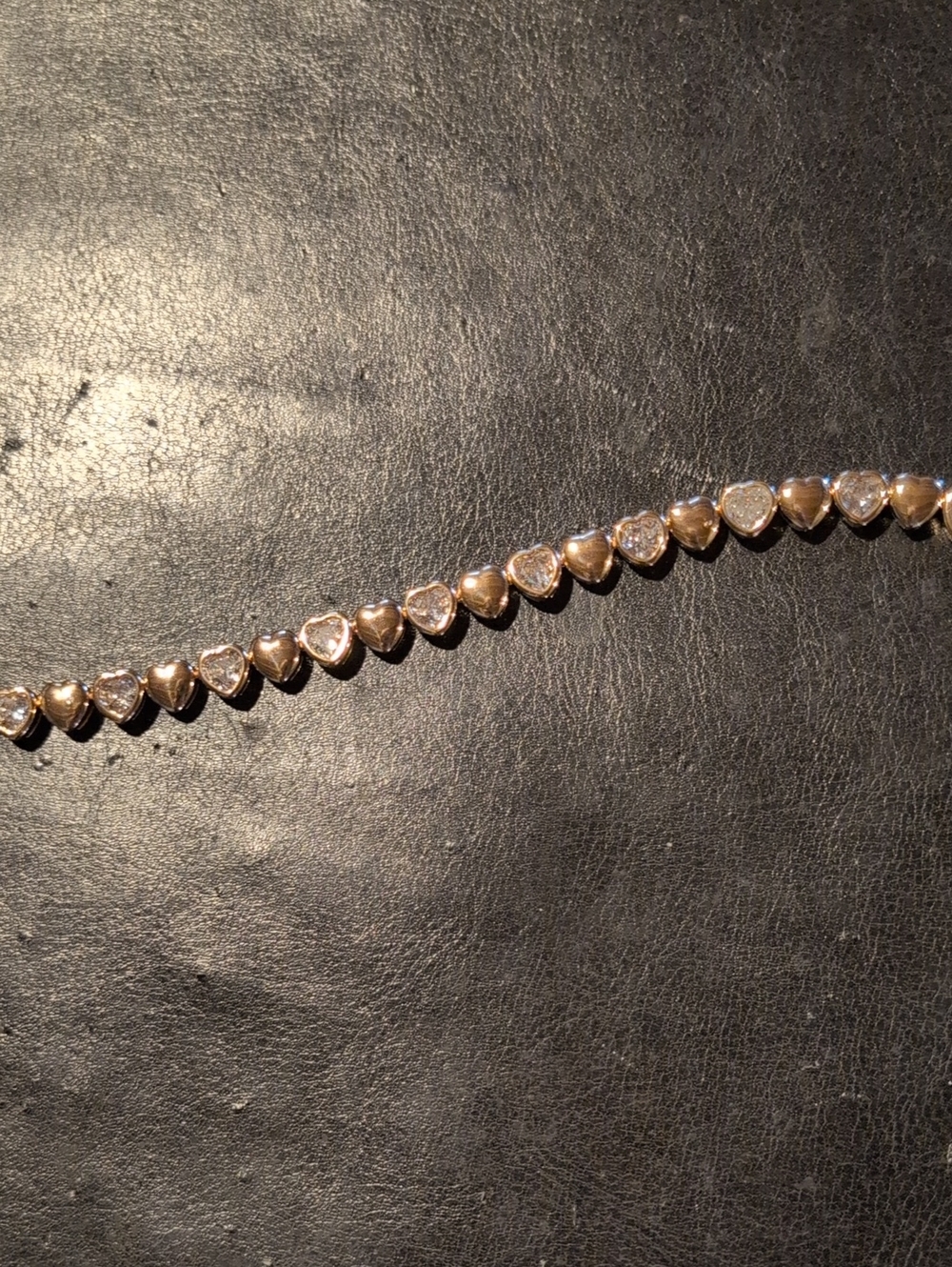 Rose Gold Plated CZ and Heart Link Bracelet